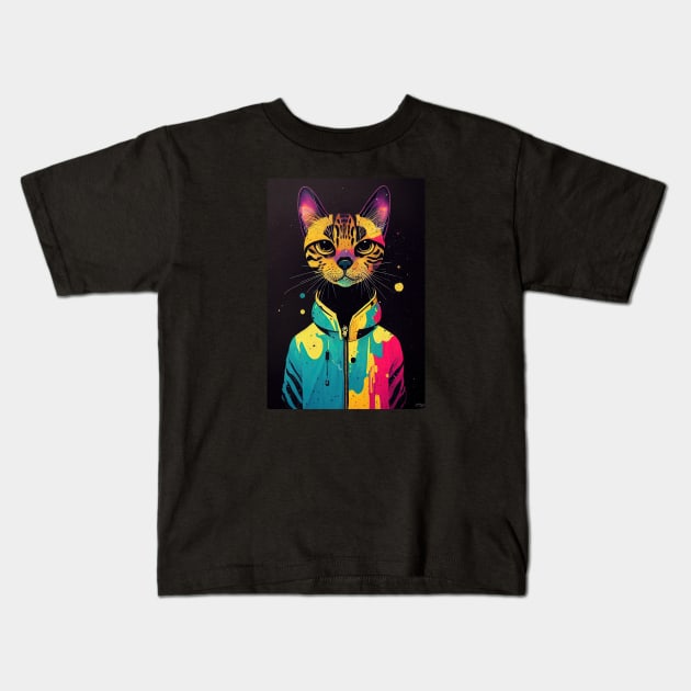 Bengal cat space cadet Kids T-Shirt by etherElric